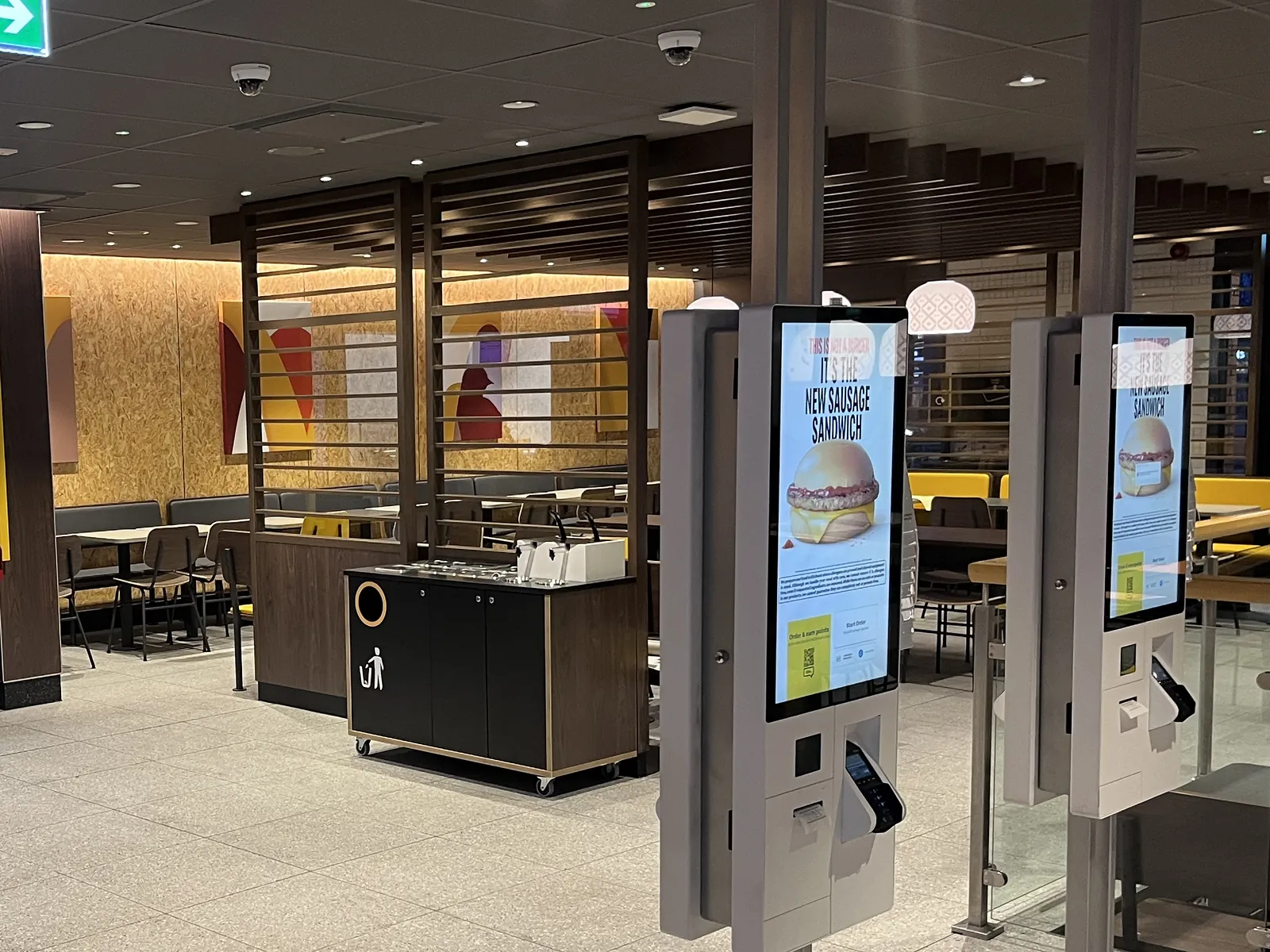 Fast Serve Restaurant, ordering kiosks and dining area
