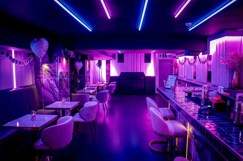 Baluga, bar and neon lighting